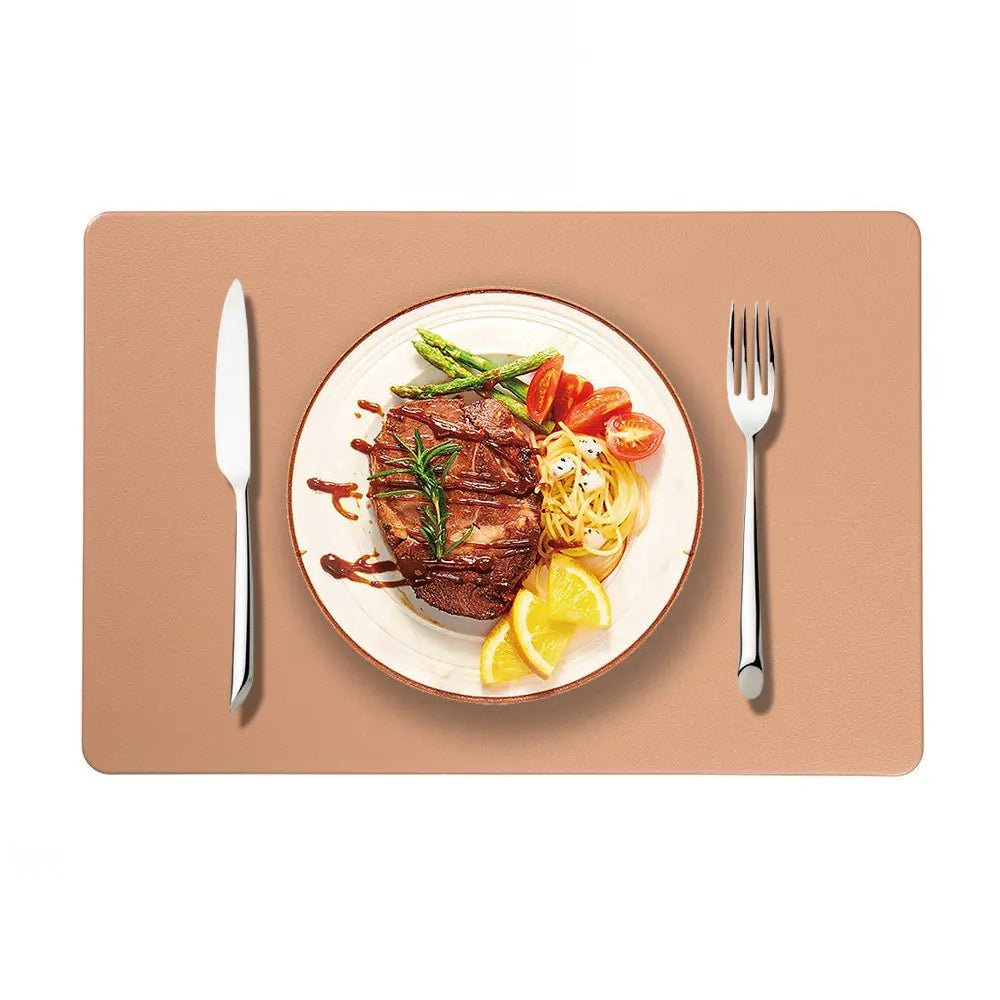 Premium Arkansas Faux Leather Placemats - Set of 4 Waterproof Dining Table Mats for Formal Dinner, Holiday Decor & Everyday Use