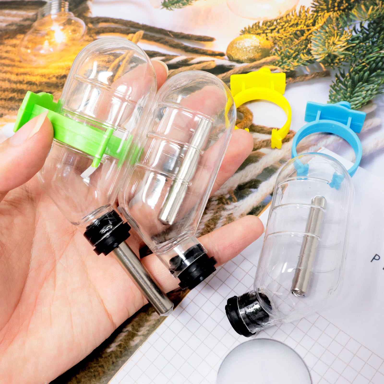 3PCS Hamster Water Bottle, Small Animal Water Dispenser for Guinea Pigs, Rabbits, Squirrels, Gerbils - Leak-Proof Pet Water Feeder for Cages & Habitats | Perfect for Hamster Cages, Rabbit Hutches & Small Pet Homes