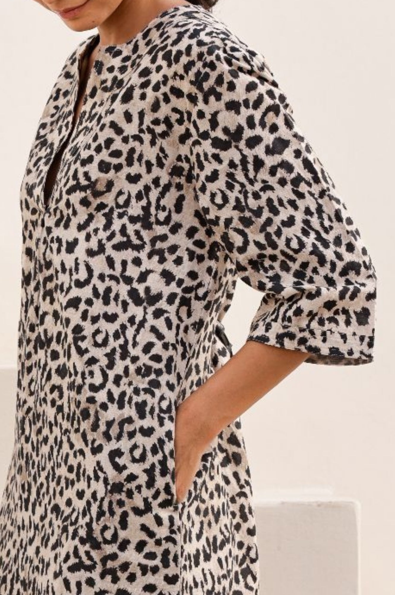 Calvi Linen Dress - Women's Leopard Print Summer Dress | Perfect for Beach Vacation, Date Night & Casual Outings