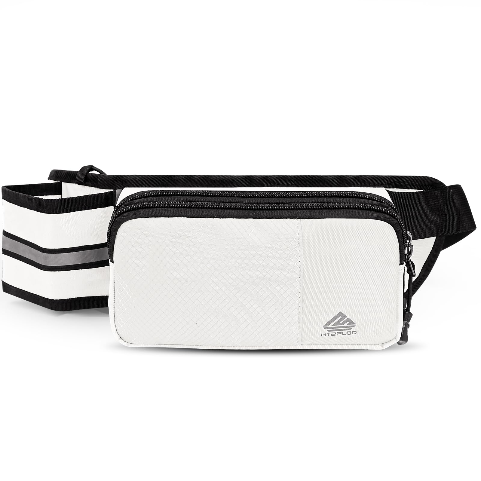Waterproof Fanny Pack for Women & Men with Adjustable Waist Strap & Water Bottle Holder - Lightweight Travel Waist Bag for Hiking, Running, Cycling, Workout, Dog Walking - Perfect for Outdoor Activities, Gym & Daily Commute (White)