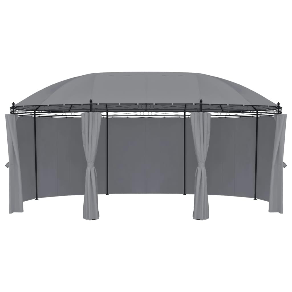 vidaXL Anthracite Outdoor Gazebo with Curtains - Powder-Coated Steel Frame & UV-Resistant Fabric - Easy Assembly (204.7
