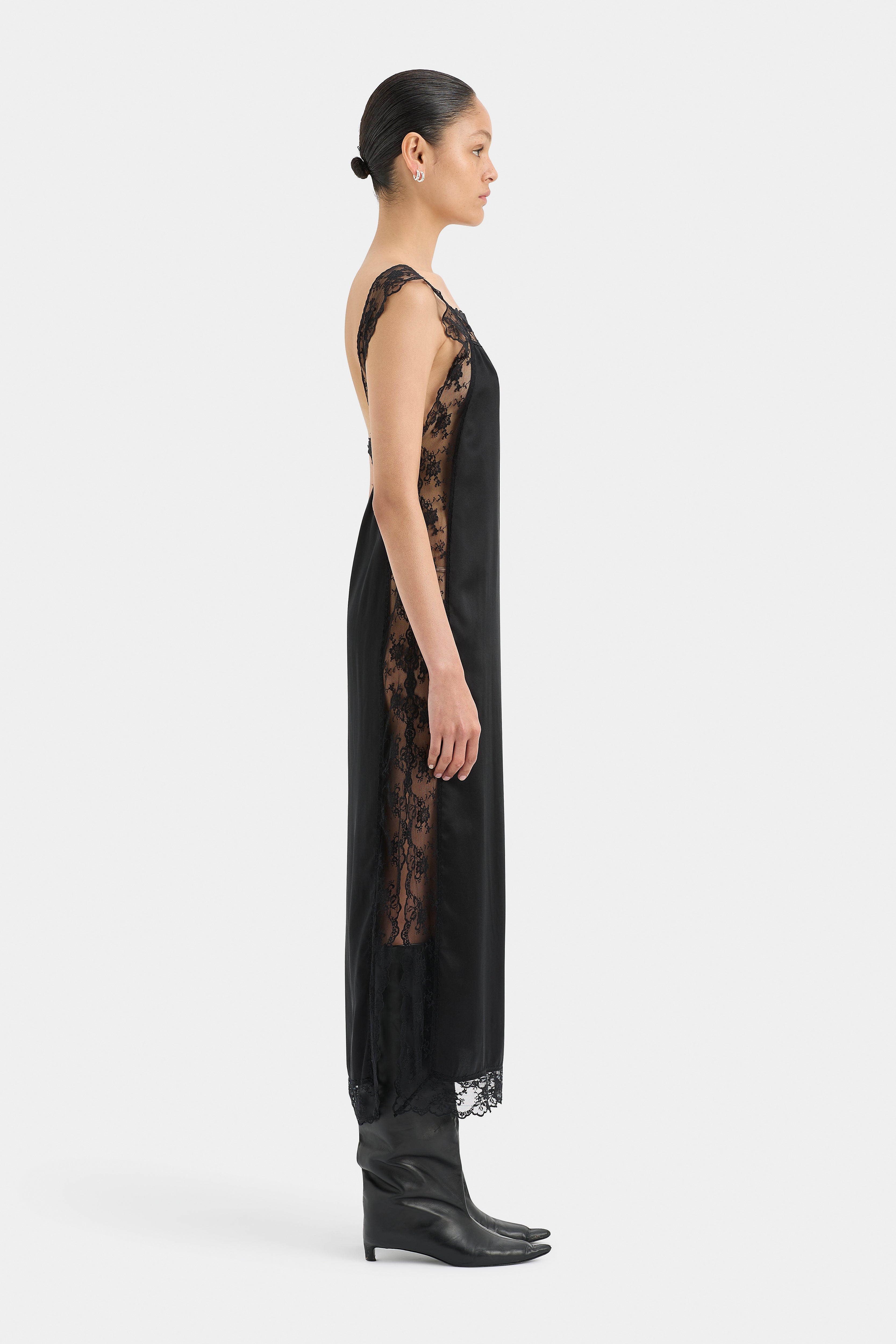 Aries Square Neck Lace Slip Dress - Elegant Women's Satin Nightgown for Sleepwear & Loungewear - Perfect for Valentine's Day, Anniversary Gifts or Special Occasions