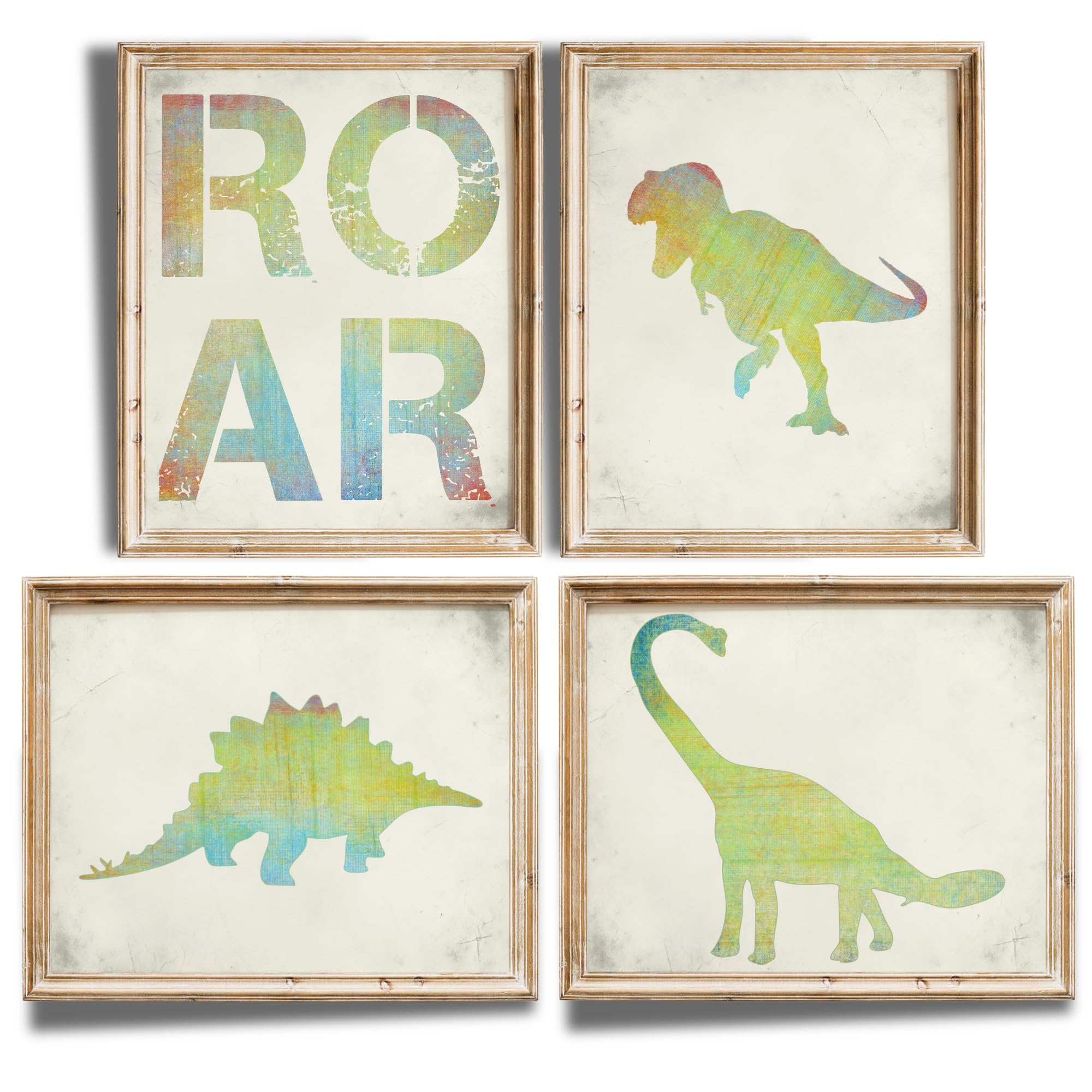 Dinosaur Wall Art Prints for Kids - Set of 4 Unframed 8x10 Inch Prehistoric Decor | Educational Bedroom & Nursery Wall Decor for Boys and Girls | Perfect for Bedrooms, Playrooms & Bathrooms | Fun Dinosaur Theme Room Decor