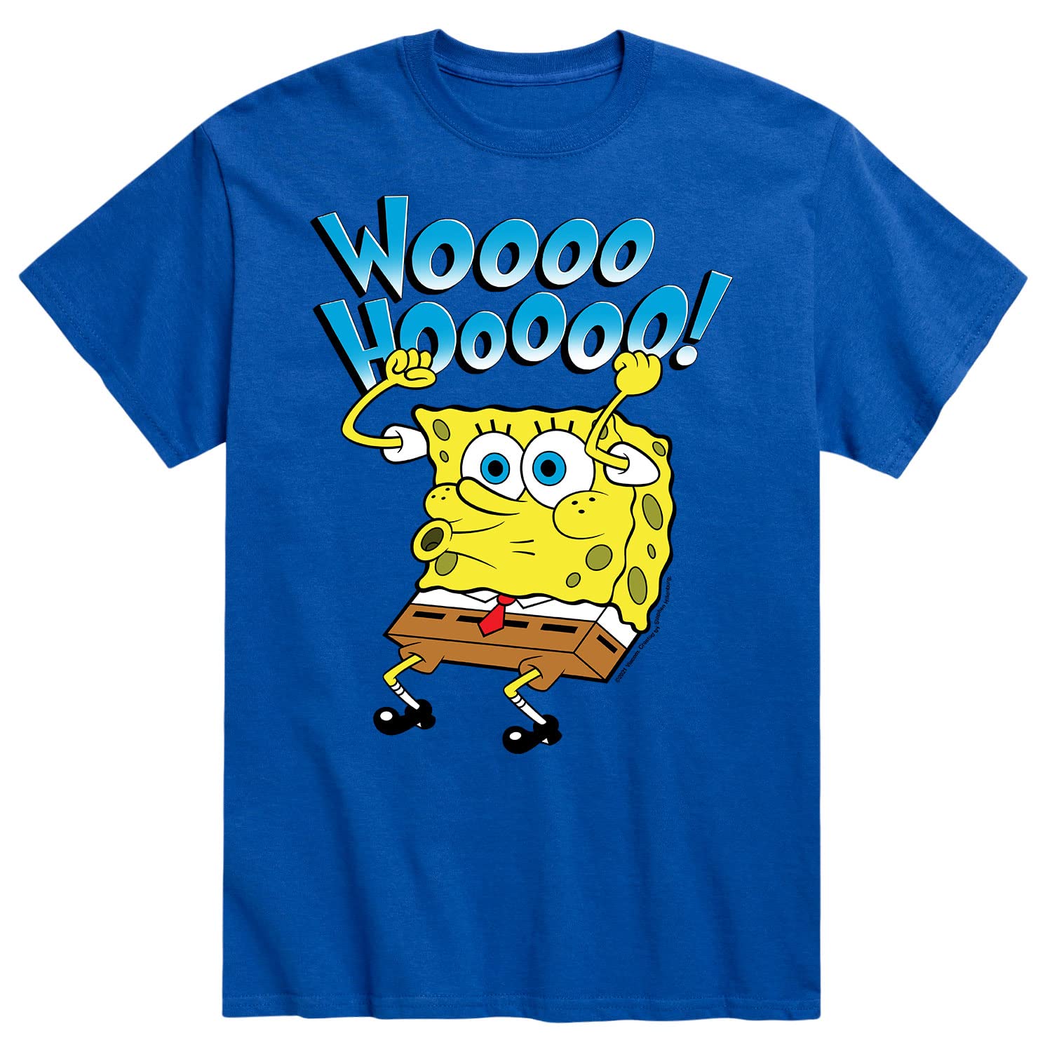 Spongebob Squarepants 'Woooo Hoooo!' Graphic T-Shirt for Men - Funny Cartoon Short Sleeve Tee - Perfect for Casual Wear, Cosplay & Nickelodeon Fans