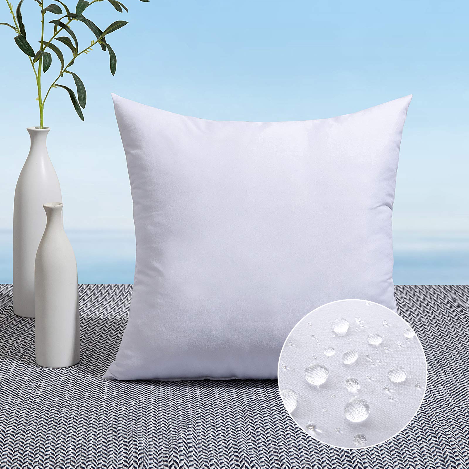 MIULEE 12x12 Hypoallergenic Waterproof Pillow Insert - Premium Square Throw Pillow Stuffer for Patio Furniture, Couch, Sofa & Bed - Perfect for Outdoor Decor & Indoor Home Comfort