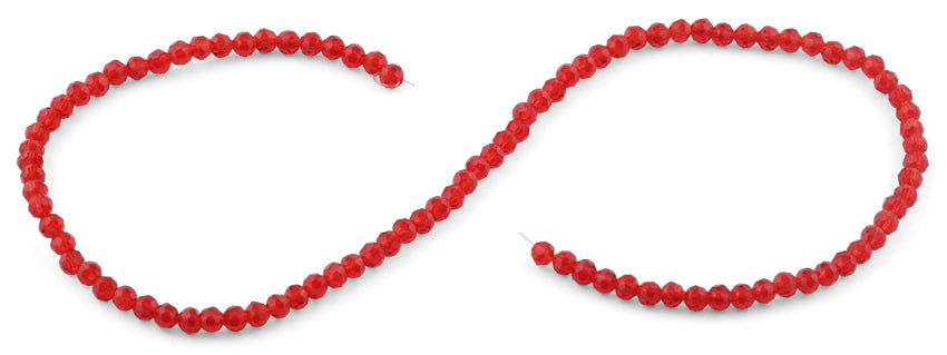 4mm Red Faceted Rondelle Glass Beads for Jewelry Making, DIY Crafts, Bracelets & Necklaces - Bulk Wholesale Beads for Beading Supplies