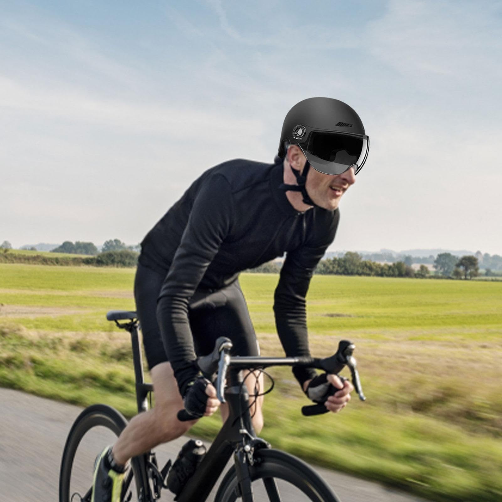 Unisex Bicycle Helmet with Electric Visor - High Protection Adult Helmet for Electric Bikes, Scooters & Skateboards (54-62cm) - Perfect for Commuting, Urban Riding & Outdoor Adventures