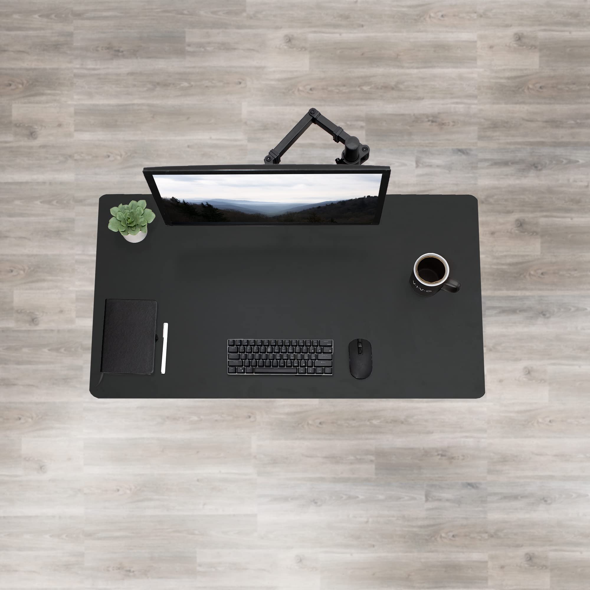 VIVO 43 x 24 Inch Adjustable Standing Desk - Manual Height Adjustable Workstation with Solid Black Table Top & White Frame, Foldable Handle - Perfect for Home Office, Small Spaces & Ergonomic Workspaces