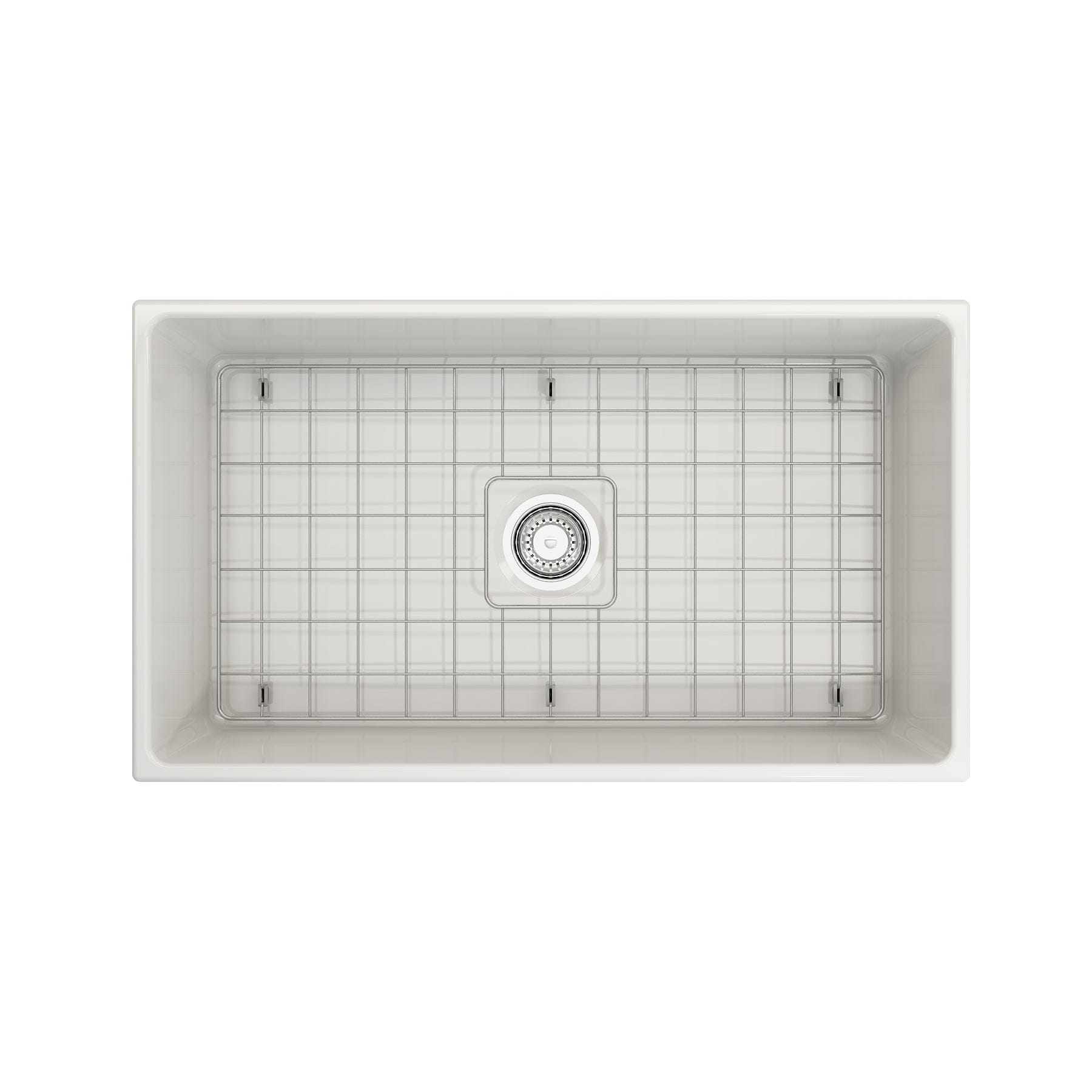 BOCCHI CONTEMPO 33 Inch Fireclay Farmhouse Single Bowl Kitchen Sink with Protective Bottom Grid & Strainer - Perfect for Modern Farmhouse, Rustic, and Traditional Kitchen Designs
