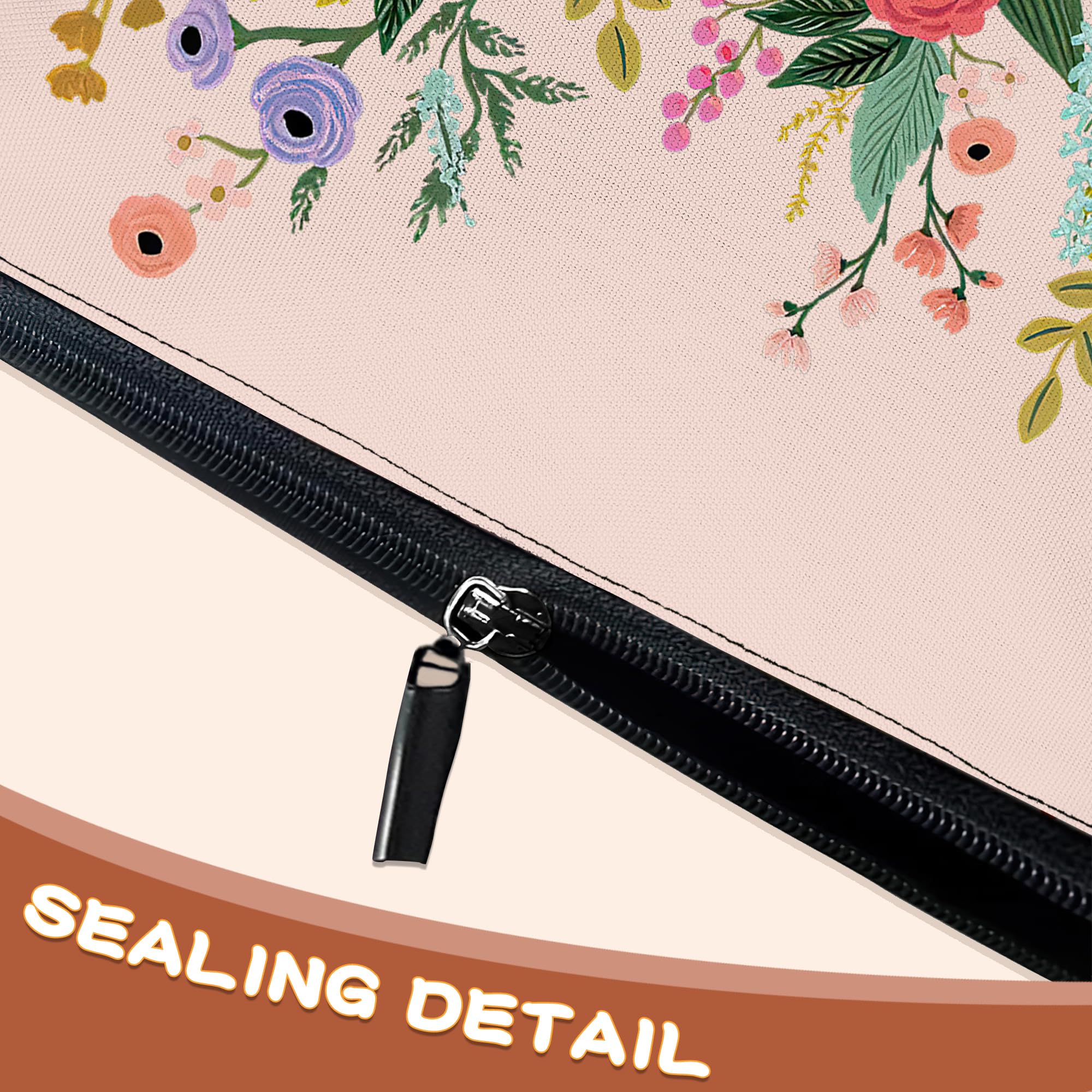 Pink Floral Makeup Bag for Women & Girls - Waterproof Cosmetic Organizer with Zipper, Travel Toiletry Bag for Makeup Brushes, Lipstick, Skincare (Perfect for Travel, Gym, Daily Use)