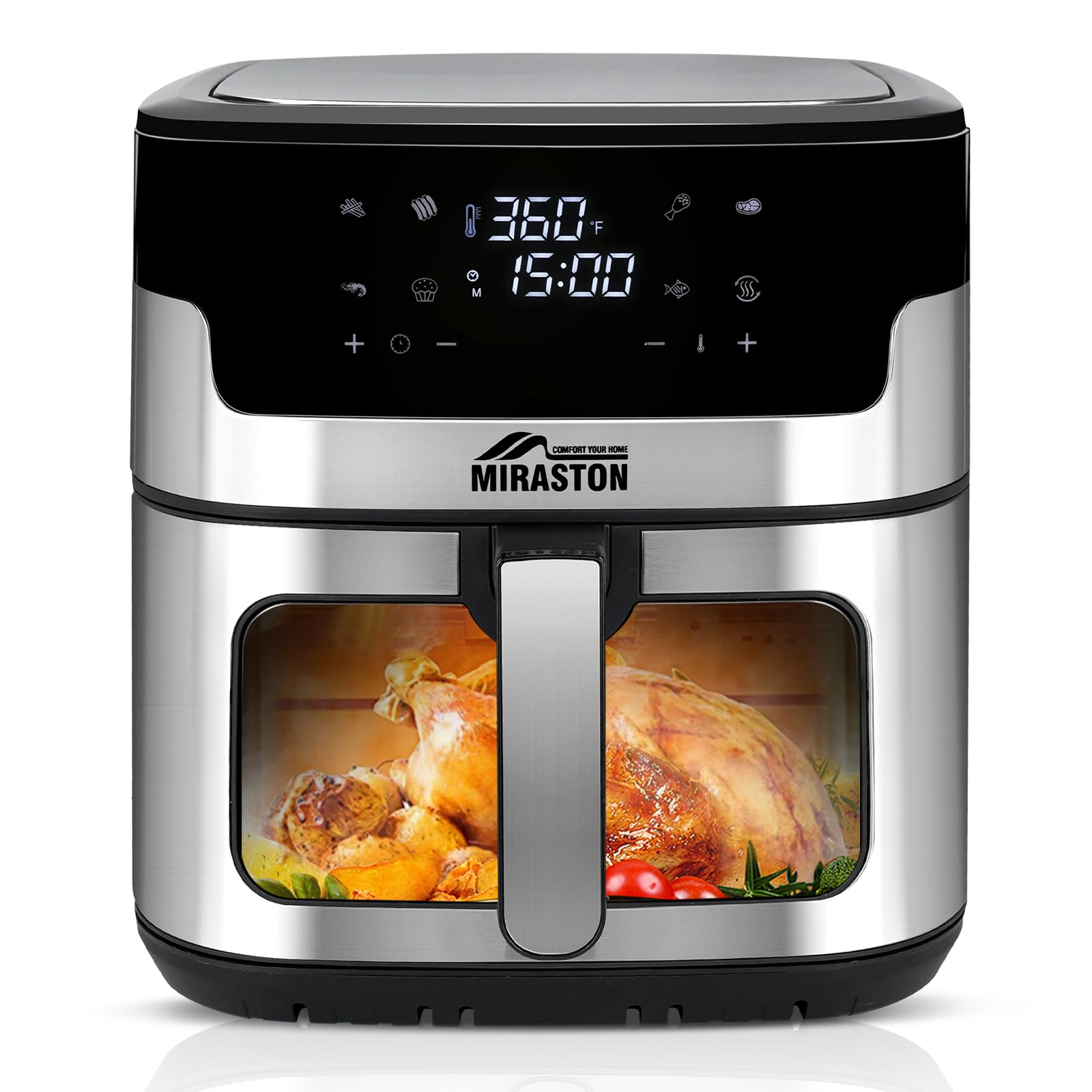 8.5QT Upgraded Square Air Fryer with Nonstick Basket - Smart Touchscreen, 8 Presets for Air Frying, Reheating & Fast Cooking - Dishwasher Safe Family Size Air Fryer for Kitchen, Parties & Healthy Meals