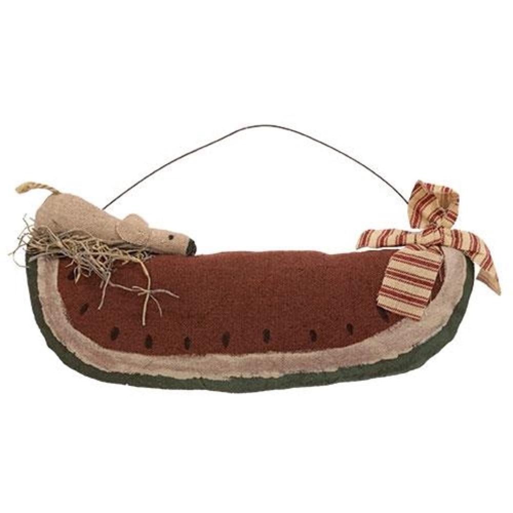 Primitive Mouse on Watermelon Hanger - Rustic Home Decor for Kitchen, Bathroom or Nursery - Unique Wall Art Gift for Animal Lovers