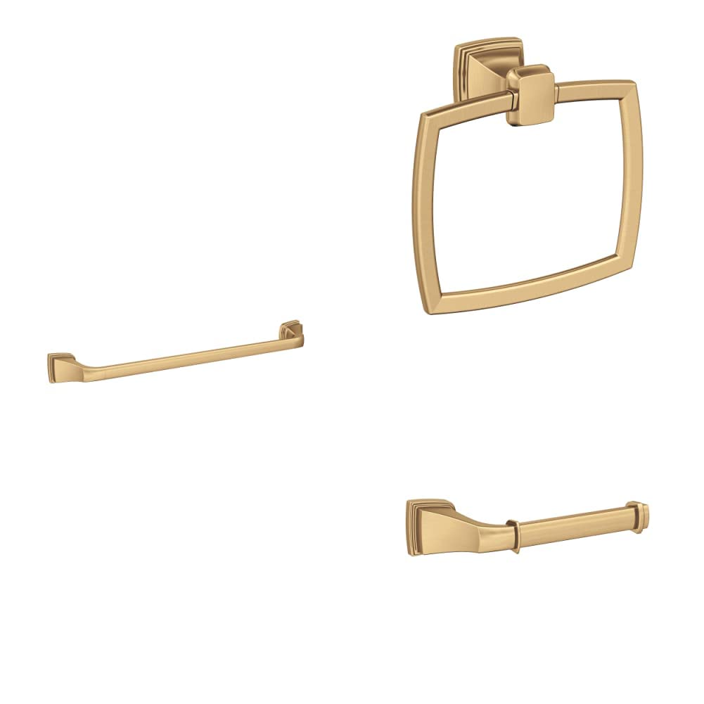 Amerock Champagne Bronze 18-Inch Towel Bar Set - 3-Piece Bathroom Accessories for Modern Homes | Elegant Towel Holder for Spa-Like Bathroom Experience