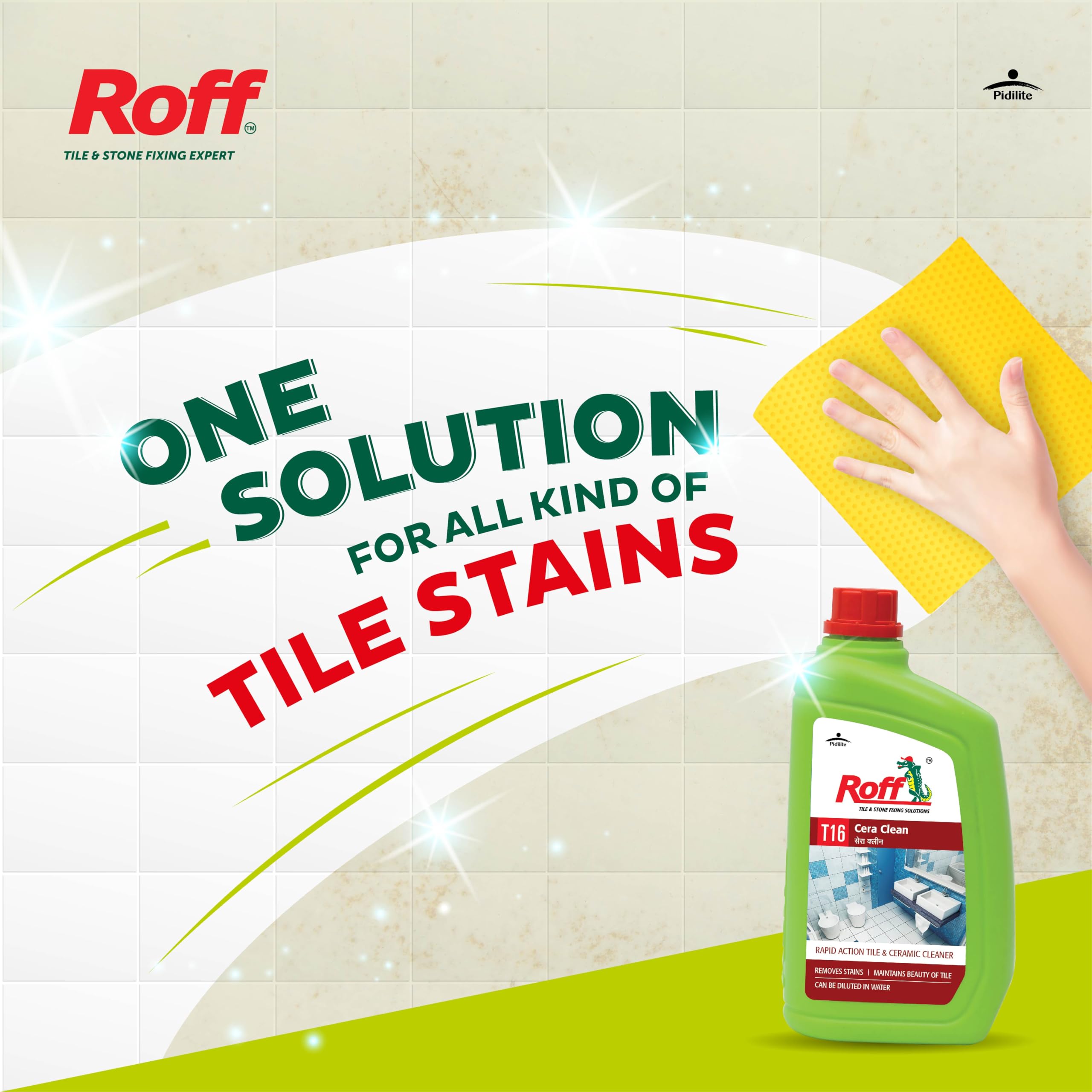 Pidilite Roff Cera Clean All-Purpose Tile Cleaner - 1L (Pack of 2) | Advanced Floor & Wall Cleaner for Kitchen, Bathroom & Bedroom | Removes Grease, Dirt & Tough Stains | Perfect for Ceramic, Porcelain & Marble Surfaces