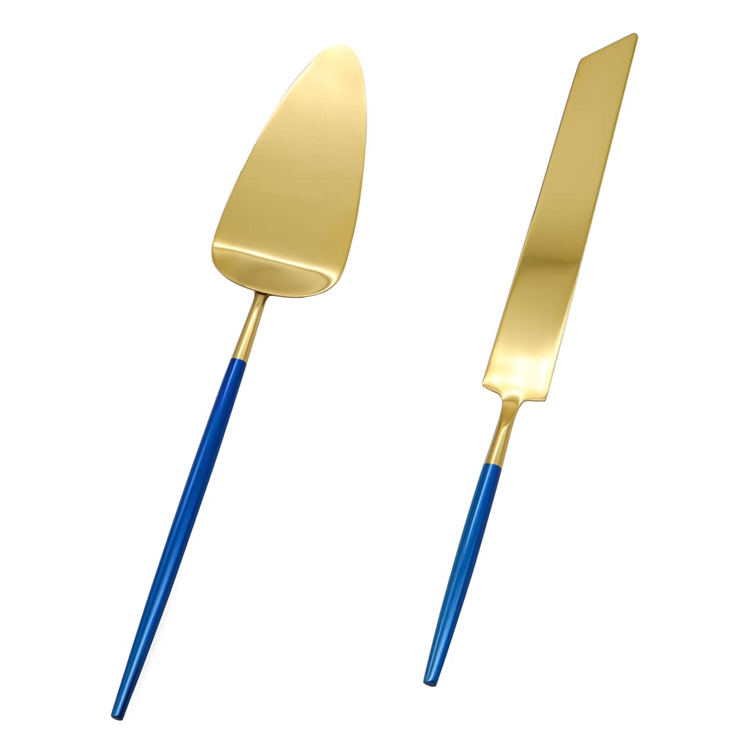 Navy Blue Wedding Cake Knife and Server Set - Modern Cake Cutter for Weddings, Quinceañeras & Special Events - Elegant Cake Cutting Set for Wedding Cake Table Decorations - Perfect for Anniversary, Birthday & Bridal Shower Celebrations