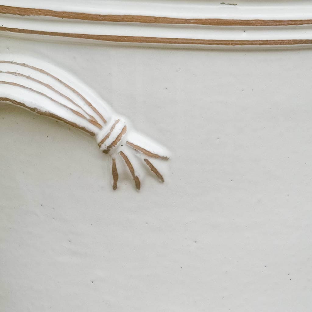 Campania International Fluted Handle Planter Set of 3 - Antique White Ceramic Flower Pots for Indoor Plants, Outdoor Garden Decor, Patio & Home Décor