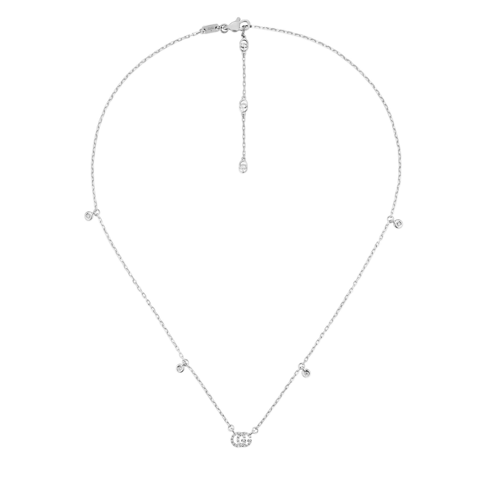 Gucci GG Running 18K White Gold Diamond Necklace for Women - Luxury Fashion Jewelry Gift for Anniversary, Birthday & Special Occasions