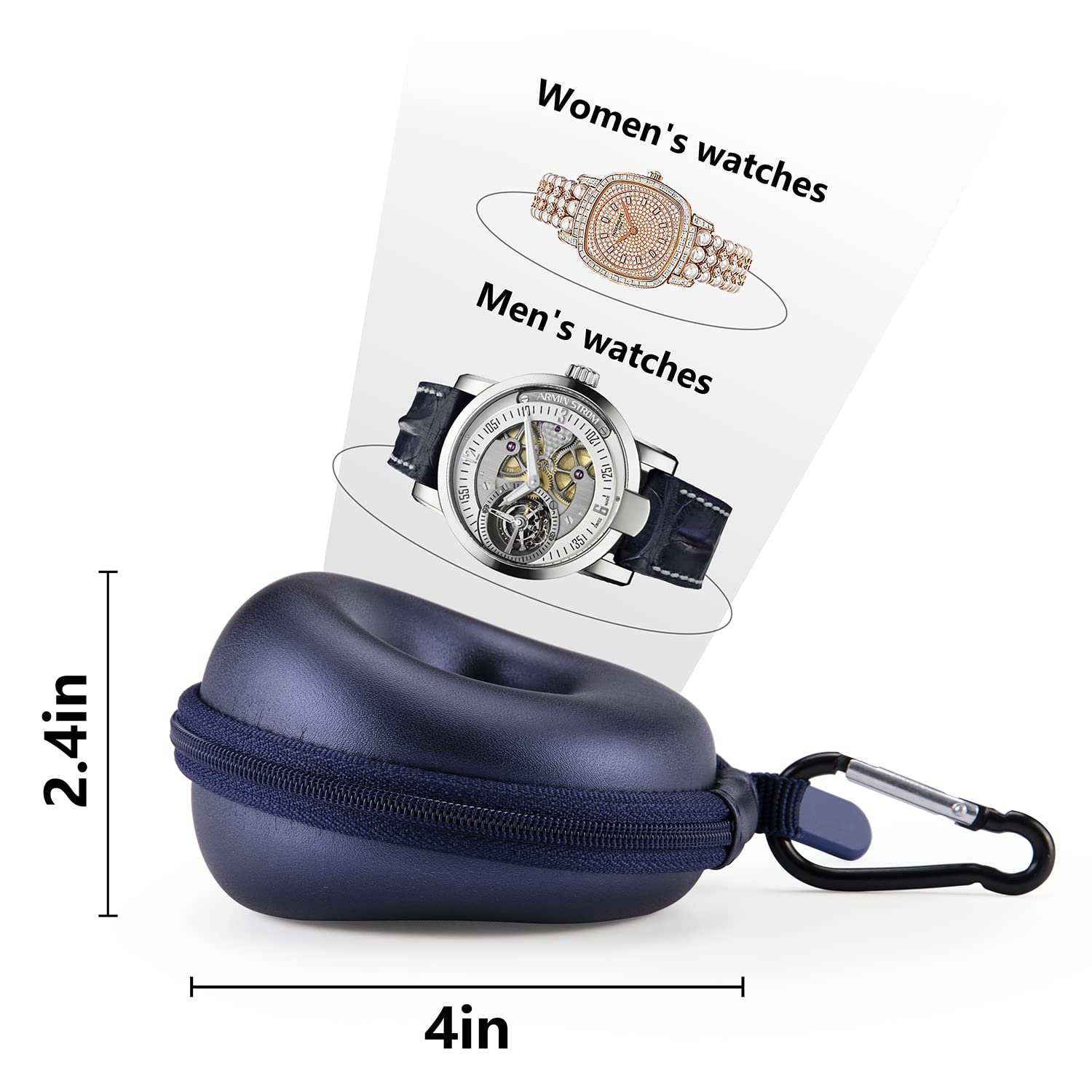 Men's Travel Watch Case - Portable Single Slot Storage Box for Watches up to 50mm | Perfect for Business Trips & Vacations