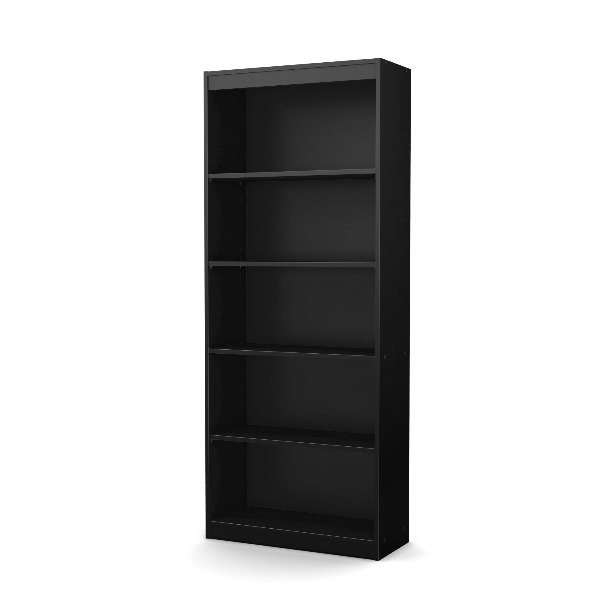 South Shore Axess 5-Shelf Bookcase, Black - Modern Bookshelf for Home Office, Living Room & Bedroom Storage - Sturdy Book Organizer for Books, Decor & Display