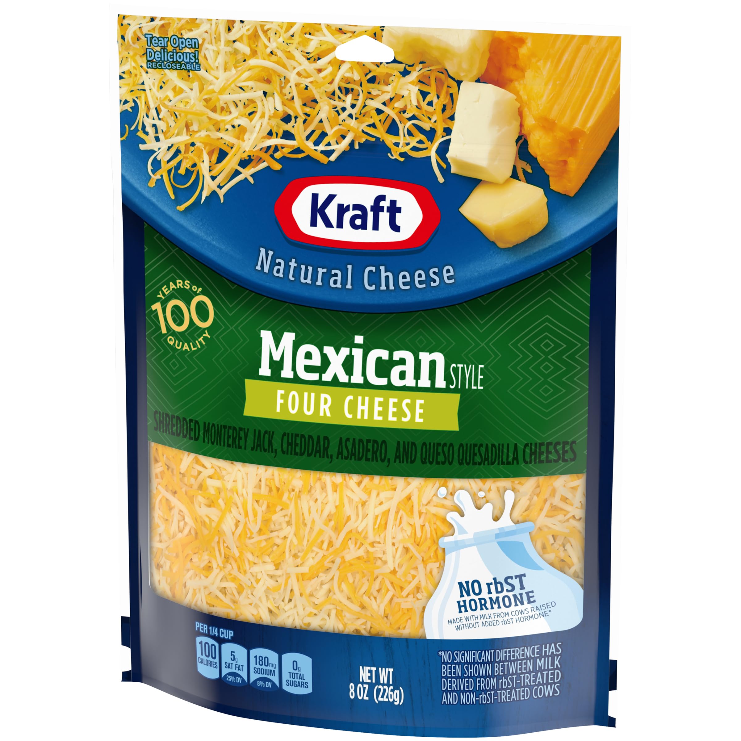 Kraft Mexican Style 4 Cheese Blend - Finely Shredded, 8 oz - Perfect for Tacos, Nachos & Quesadillas