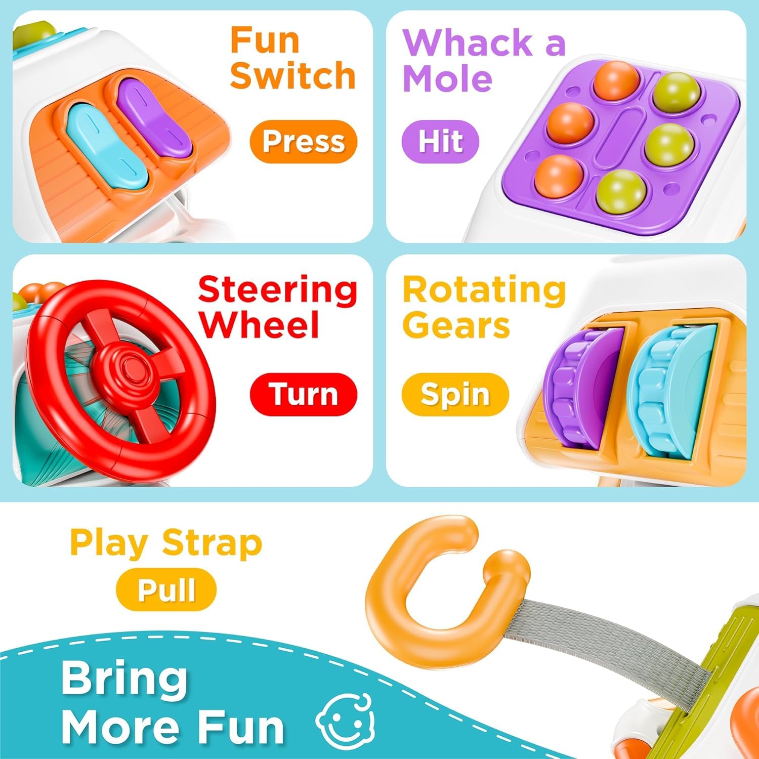 Montessori Toys for 1-3 Year Old Toddlers - Sensory Busy Board Cube & Educational Learning Activities | Travel Toys for Infants | Perfect Birthday Gift for Boys & Girls (12-18 Months) - Ideal for Airplane Travel, Car Rides & Early Childhood Development