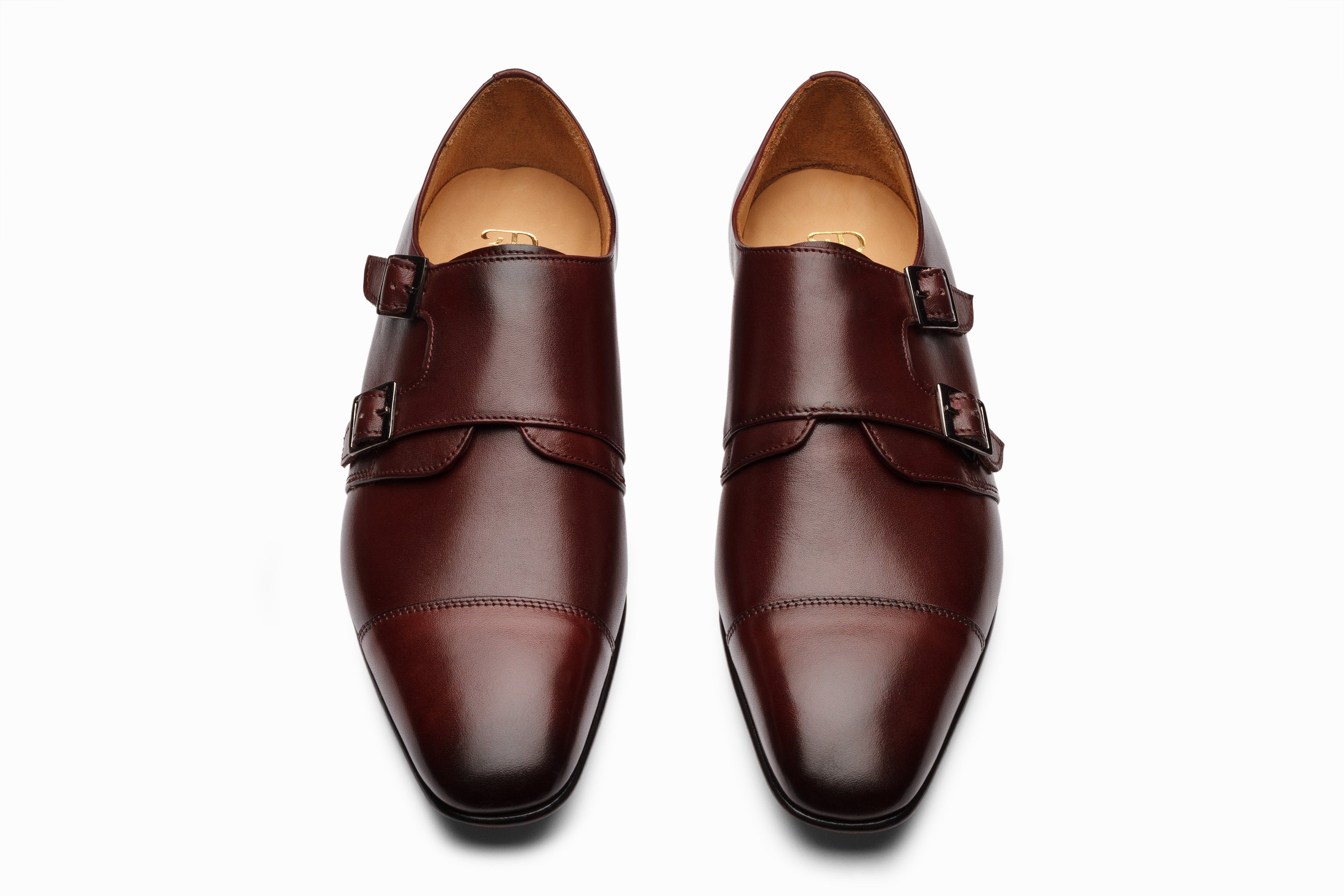 Premium Burgundy Off-Centered Double Monk Strap Dress Shoes for Men - Elegant Formal & Business Attire for Weddings, Office & Special Occasions