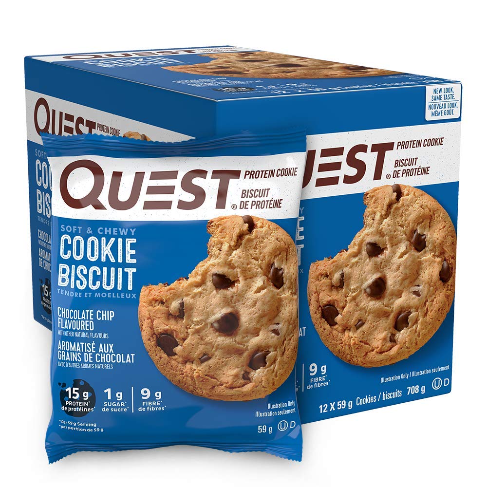 Quest Nutrition Chocolate Chip Protein Cookie - High Protein, High Fiber, Low Sugar, Keto Friendly (15g Protein, 1g Sugar) - 12 Pack | Perfect for Post-Workout Recovery & Healthy Snacking