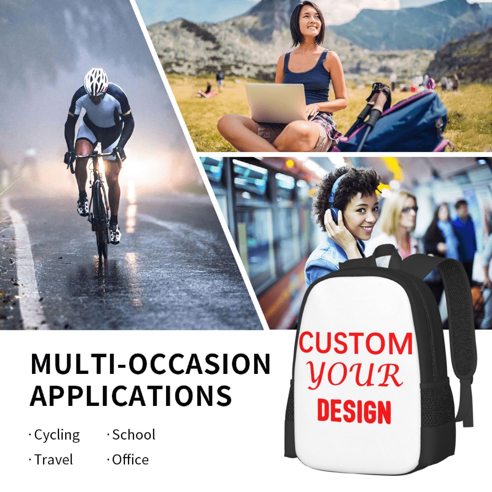Custom Personalized Backpack with Large Capacity - Add Your Name/Text - Durable Travel Backpack for School, Hiking, Camping & Daily Commute