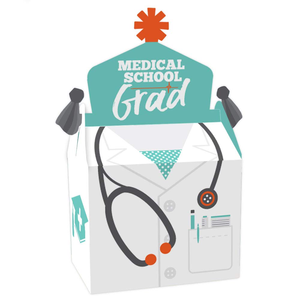 Big Dot of Happiness Medical School Graduation Treat Boxes - Set of 12 Party Favors for Doctor Graduation Celebrations, White Coat Ceremony & Healthcare Events