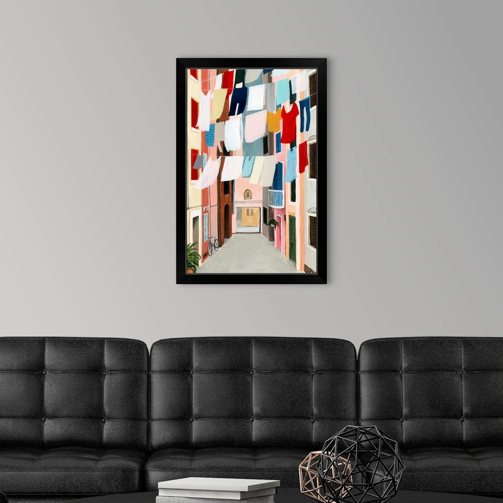 Laundry Day II Black Framed Wall Art Print - Modern Home Decor for Living Room, Bedroom & Office - Ready to Hang Canvas Painting for Housewarming Gift