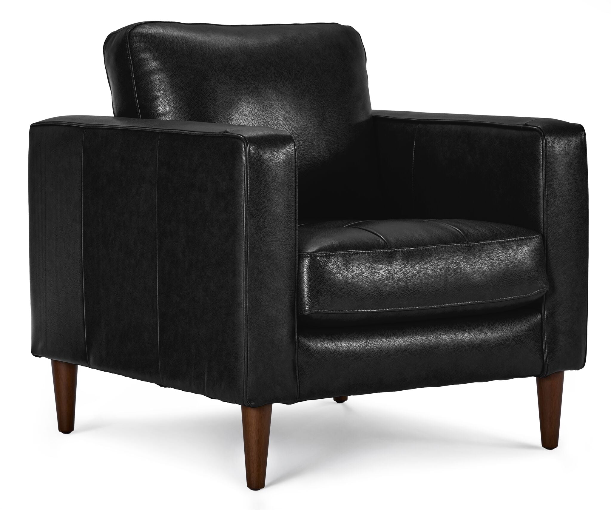 Premium Bari Leather Chair - Black | Modern & Comfortable Leather Lounge Chair for Living Room, Office, or Study | Durable & Stylish Home Furniture