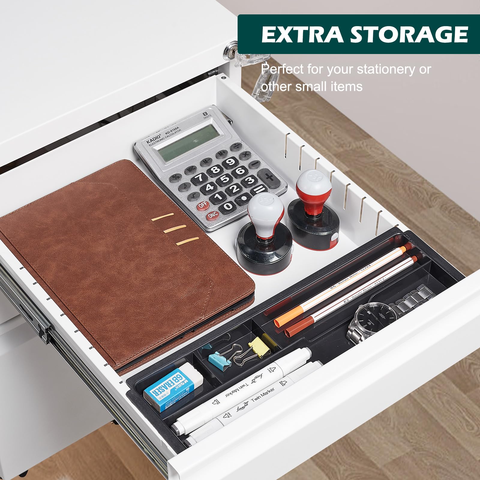 3 Drawer Mobile File Cabinet with Lock & Wheels - Anti-Tilt Metal Vertical Filing Cabinet for Office - Rolling Desk Storage for Letter/Legal Size Documents - Perfect for Home Office & Workspace Organization (White)