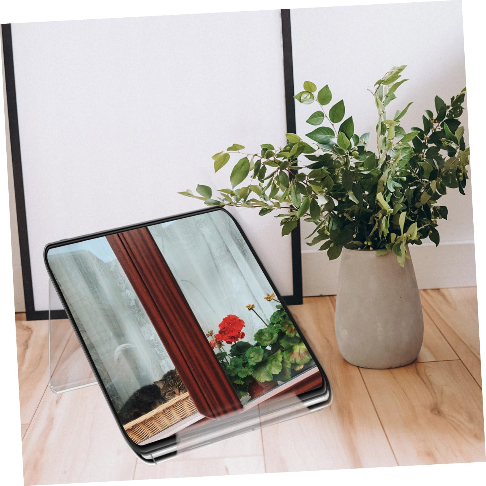 Clear Acrylic Phone Stand for Desk - Universal Cell Phone Holder for iPhone, Samsung & More - Stylish Office Desk Accessory for Women & Men - Perfect for Work, Home & Video Calls