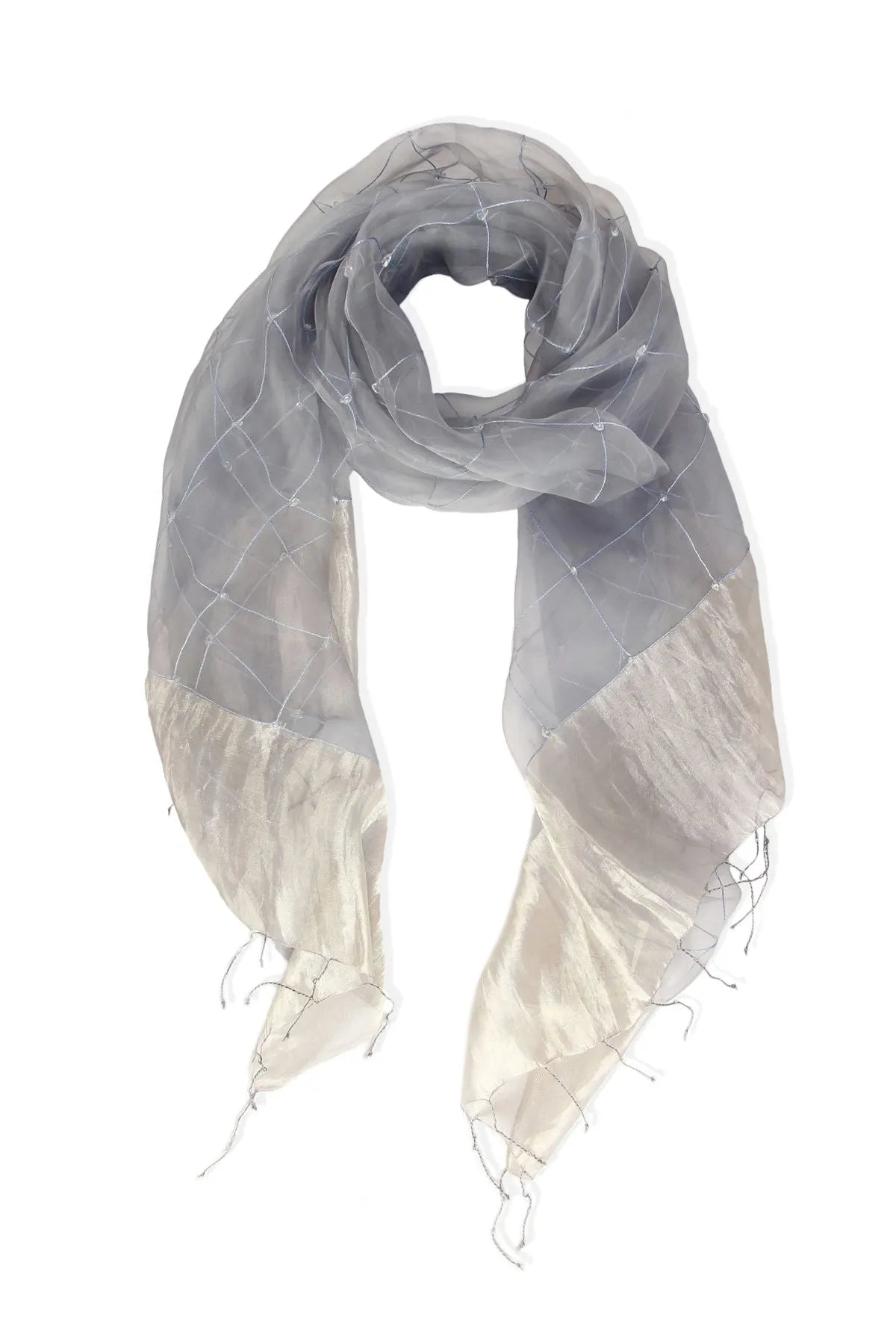 Elegant Silk Fringed Embroidered Scarf for Women - Luxury Fashion Accessory for Parties, Weddings & Special Occasions