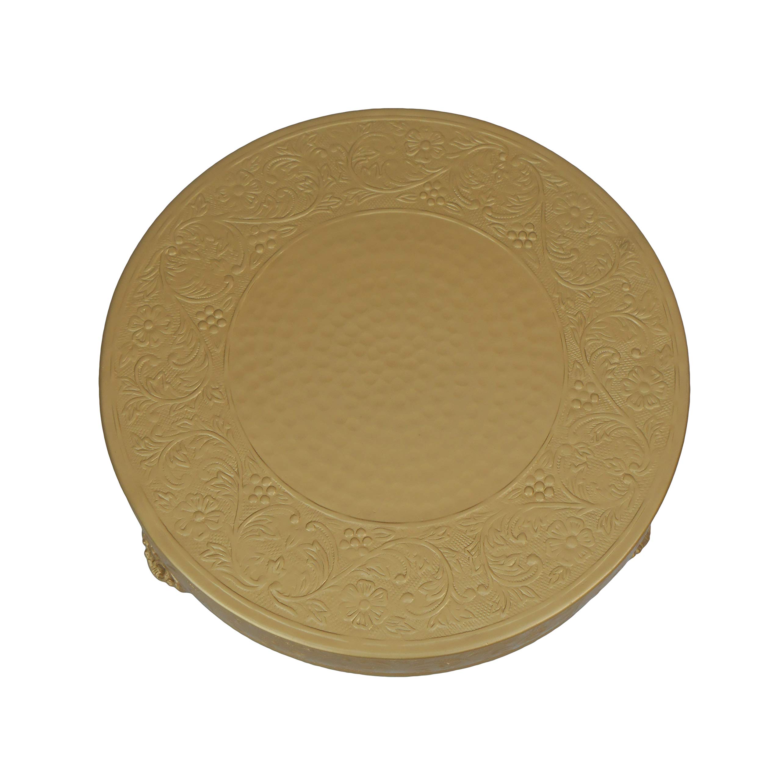 GiftBay 16-Inch Round Gold Wedding Cake Stand - Handcrafted Embossed Metal Tiered Dessert Display for Weddings, Parties & Special Events | Durable & Elegant Cake Pedestal for Anniversary, Birthday Celebrations