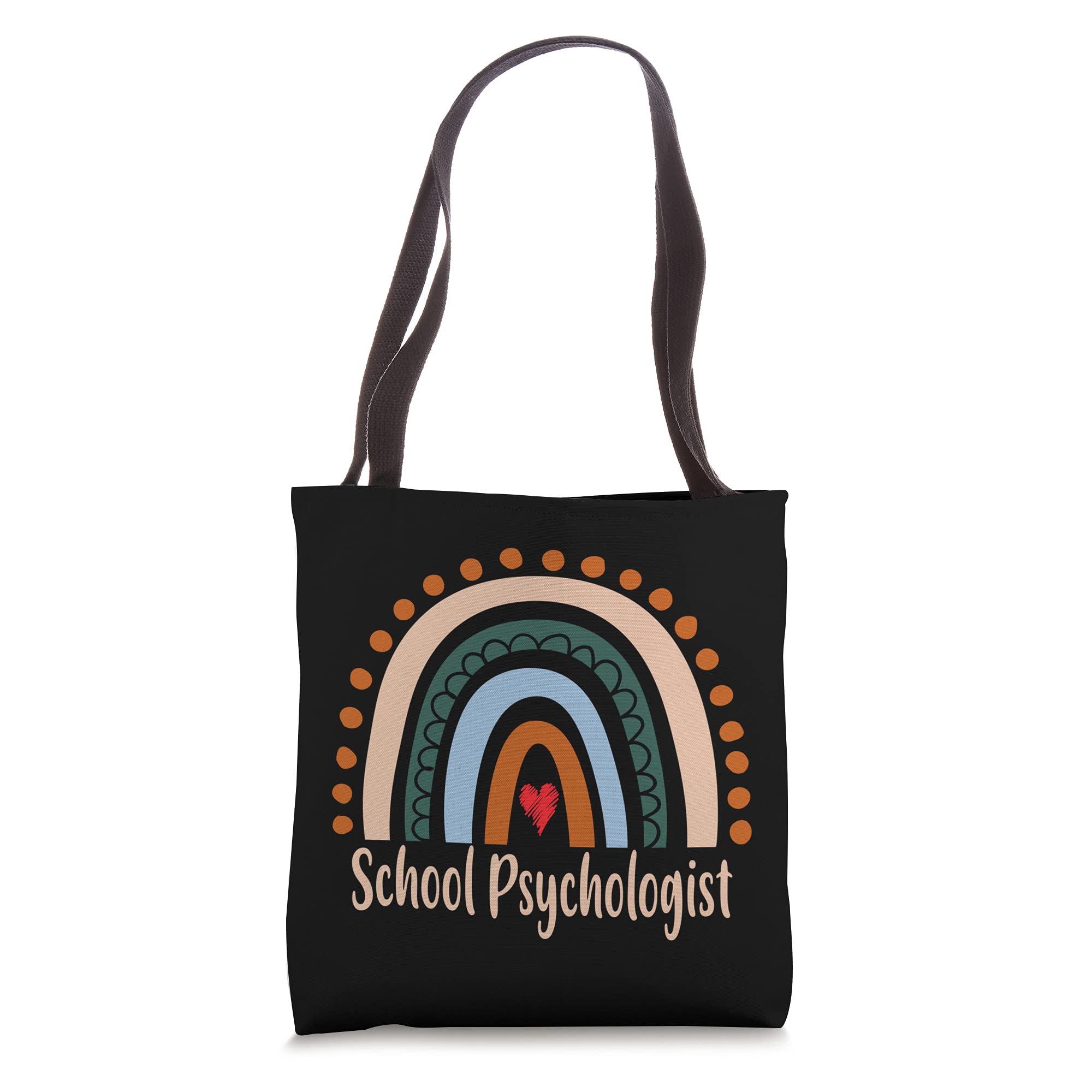 Boho Rainbow Tote Bag for School Psychologists - Teacher Appreciation Gift, Back to School, Work & Everyday Use