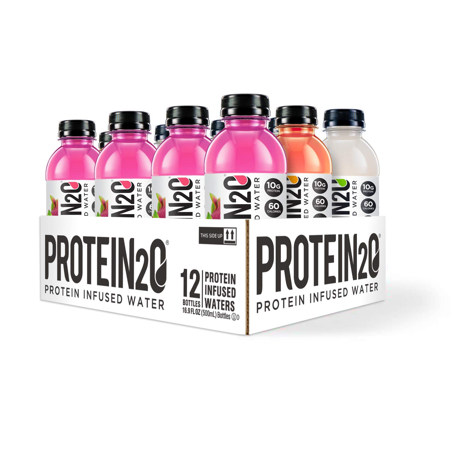 Protein2o Whey Protein Infused Water with Energy Boost - Variety Pack (16.9 oz, 12 Bottles) - Post Workout Recovery & On-the-Go Hydration for Athletes & Fitness Enthusiasts