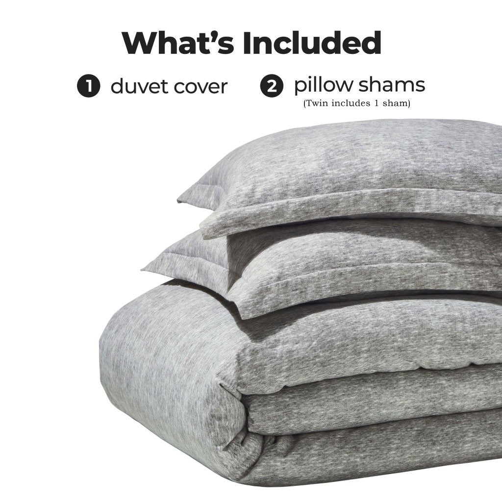 Soft & Cozy Melange Flannel Cotton Two-Tone Brushed Duvet Cover Set - King Size Bedding for Winter Warmth & Comfort