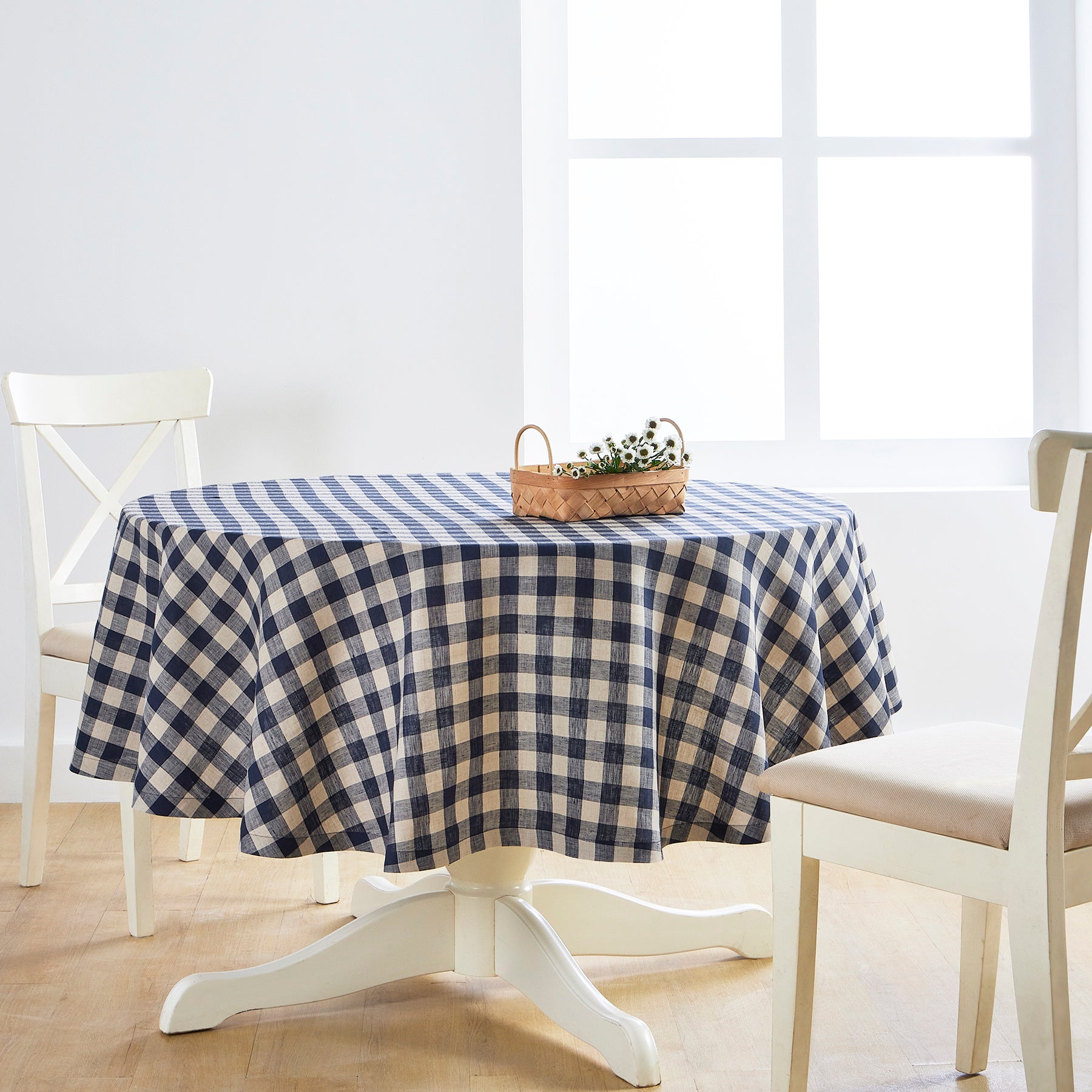 Morgan Check Round Tablecloth - Classic Red and White Plaid Design for Dining & Kitchen Decor | Perfect for Parties, Holidays & Everyday Use