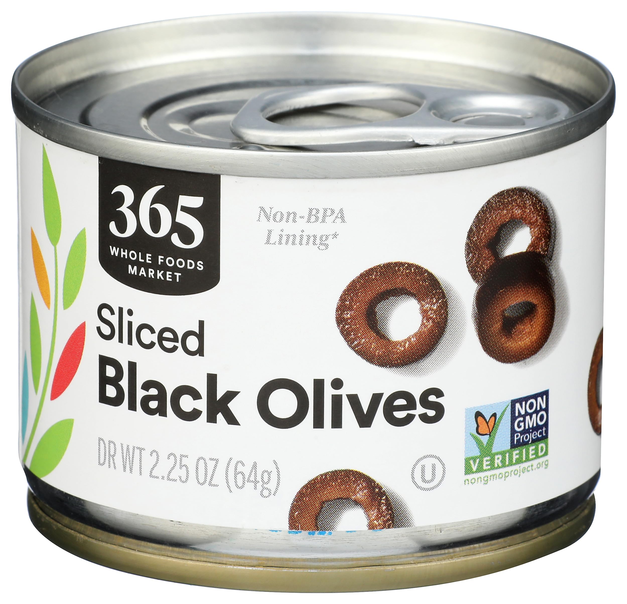 365 by Whole Foods Market, Ripe Sliced Black Olives, 2.25 Ounce (Pack of 6) | Kalamata Olives for Salads, Pizzas & Mediterranean Recipes | Gluten-Free & Non-GMO