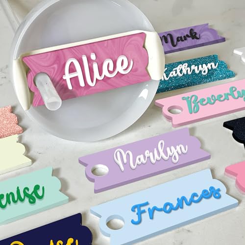 Custom Stanley Name Plate - Personalized Acrylic Name Tag for 30oz & 40oz Stanley Quencher H2.0 Tumbler | Office Desk Accessory, Gift for Coworkers, Travel Mug Identifier