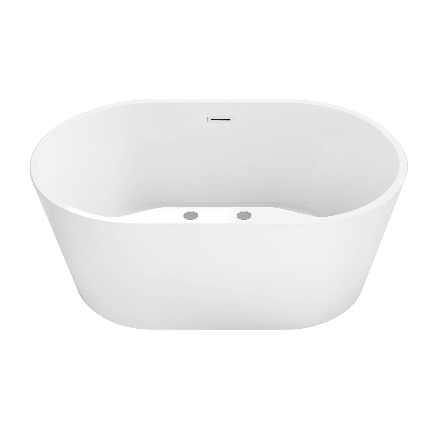 Aqua Eden VT7DE553423 55-Inch Freestanding Acrylic Oval Bathtub with Drain - Glossy White - Perfect for Luxury Bathrooms & Spa Retreats