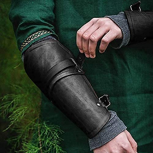 Medieval Gauntlet Wristband - Gothic Leather Armor Bracer with Buckles for LARP, Cosplay & Renaissance Fairs | Punk Costume Accessory for Men & Women