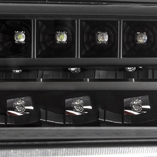 AKKON Black Halo Projector Headlights + LED Bumper Lights for 1999-2006 GMC Sierra & Yukon - High Performance Replacement Headlights for Night Driving & Off-Road Adventures