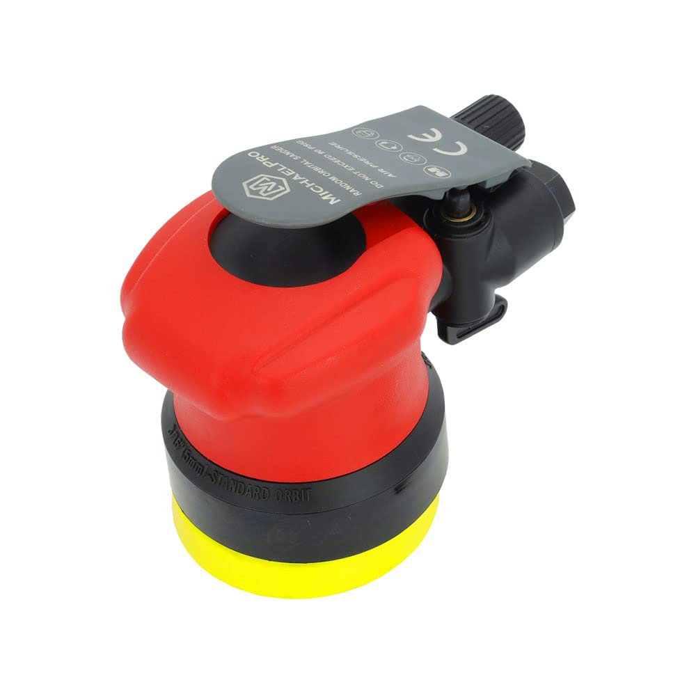 MichaelPro MPA01040 3-Inch Random Orbit Sander | 5mm Pneumatic Palm Sander for Woodworking, Metal & Composite Materials | Perfect for Sanding Furniture, Auto Body & DIY Projects
