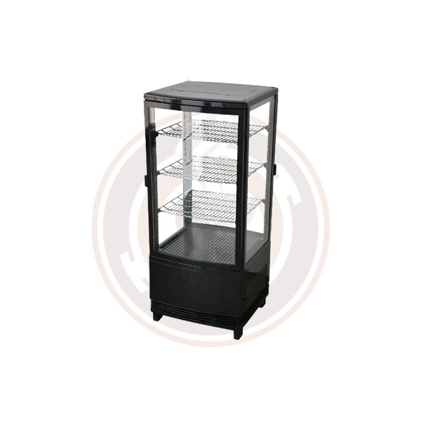 Omcan 17-Inch Commercial Countertop Refrigerated Display Case - 78L Capacity, Double Door Glass Design (Model 25827) - Perfect for Bakeries, Delis, Cafes & Convenience Stores