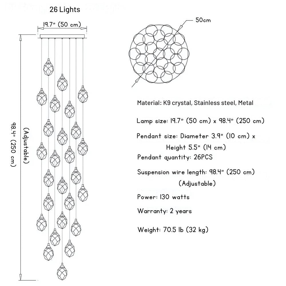 Modern Crystal Chandelier for High Ceiling Living Room - Elegant Lighting Fixture for Dining Room, Bedroom & Entryway - Perfect for Home Decor and Special Occasions