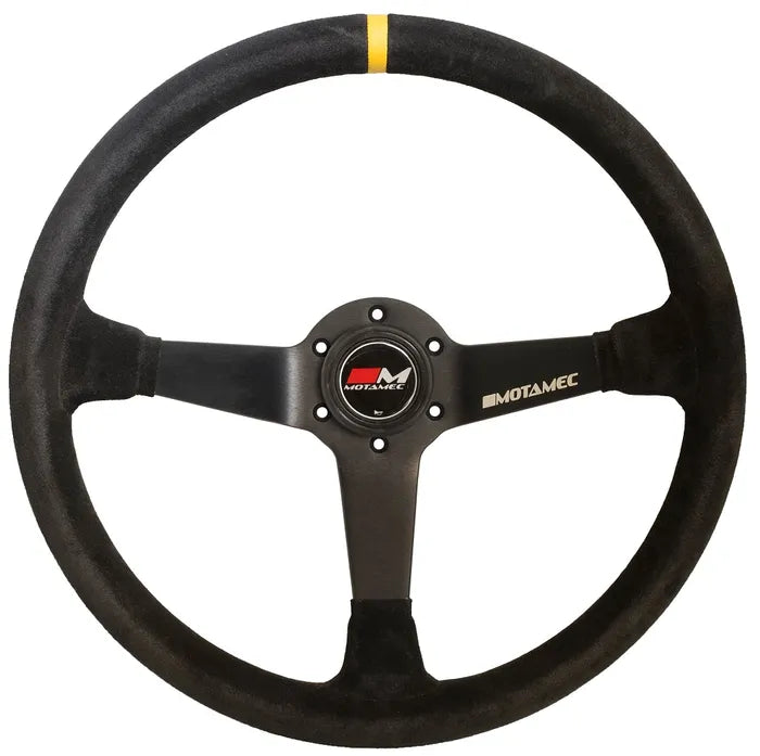 Motamec Rally Steering Wheel 380mm Semi Dish Black Suede - High Performance Racing Wheel for Drifting, Track Racing & Simulator Setup - Perfect for Rally, Drift Cars & Gaming Simulators