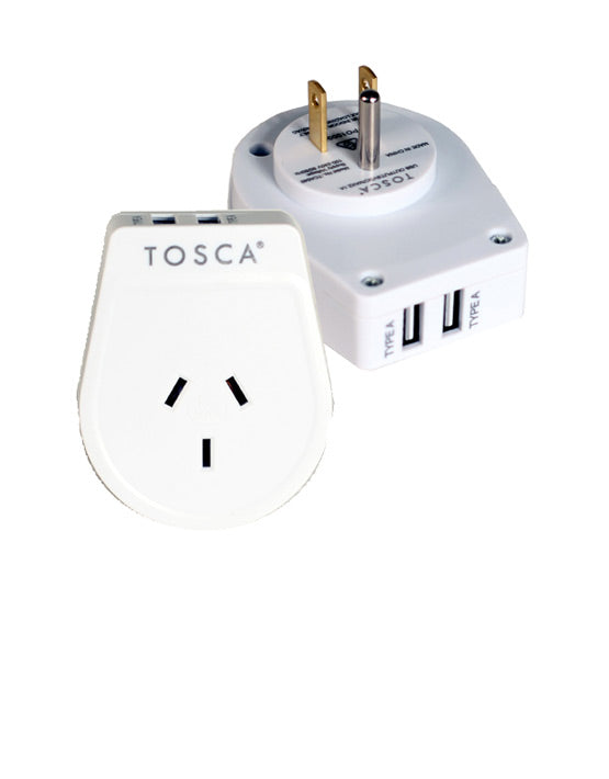 Tosca TCA040 USA Dual USB Port Wall Charger Adapter - White | Fast Charging for iPhone, Android, Smartphones & Tablets | Perfect for Home, Office & Travel