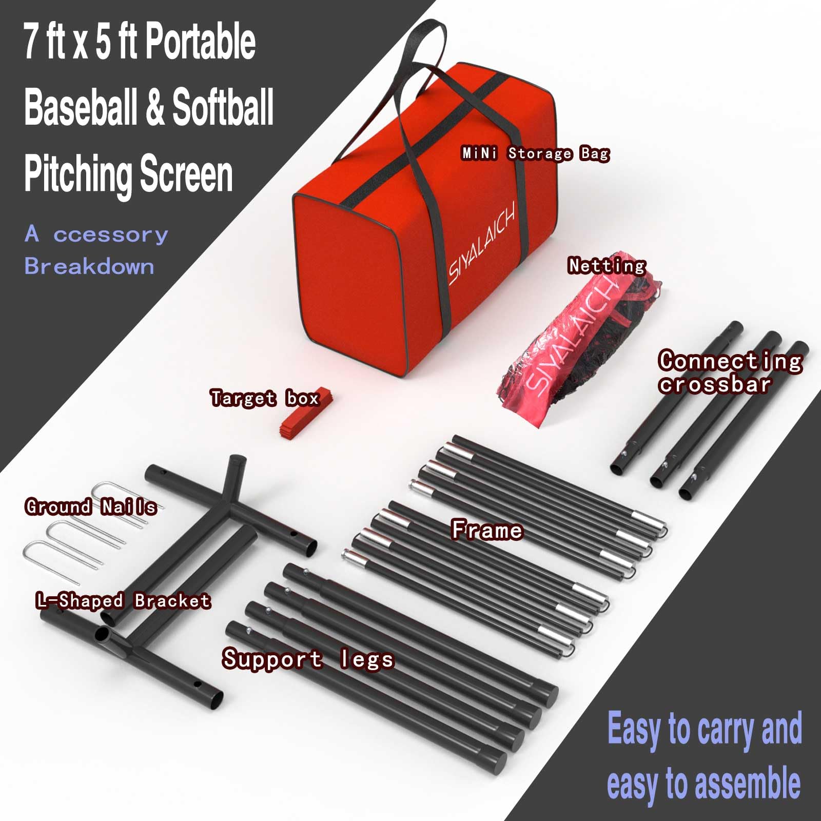 Portable Baseball & Softball Batting Pitching Screen - Heavy Duty Training Net for Swing Practice, Pitcher & Coach Protection | Perfect for Backyard, Field & Indoor Baseball Training